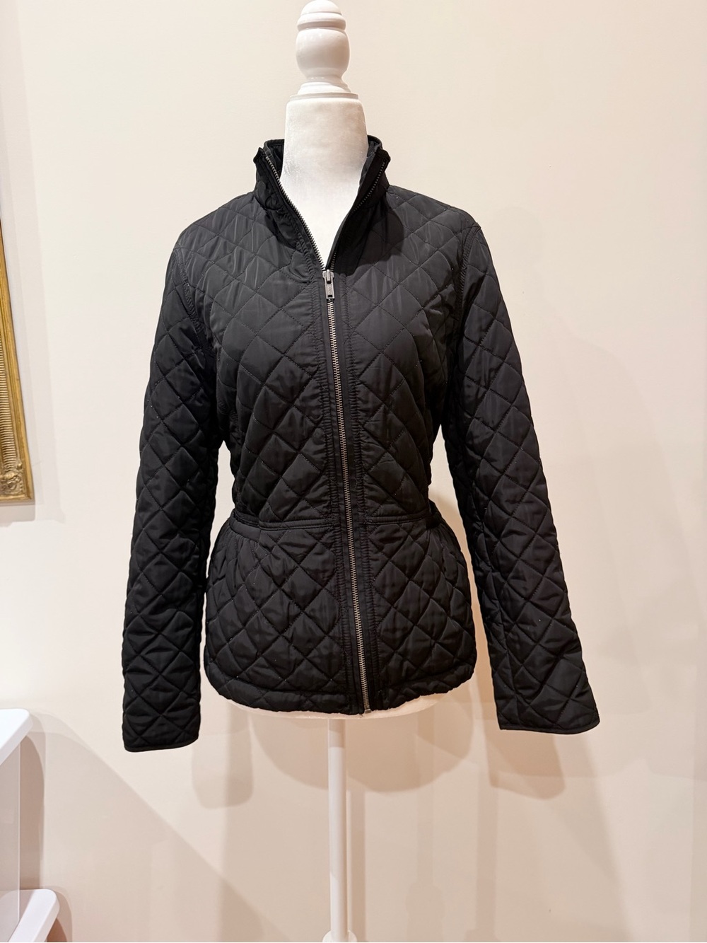 Quilted Black Women's Jacket - Lightweight Zip Front